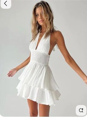 Princess Polly White Halter Tiered Mini Romper